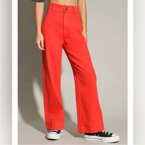 NEW Thrills Belle Jeans Red Full Length Chino Cadmium High Rise Pants Sz 2